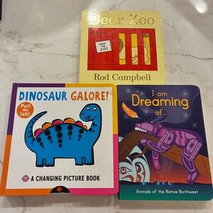 3 board books. 2 are interactive. VGUC. Perfect for toddlers or young kids!